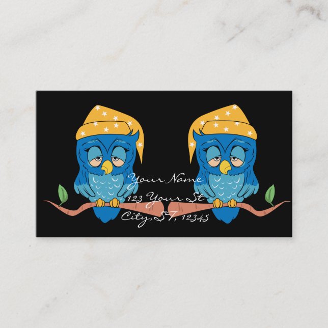 Carte De Visite Classique somnolent de Thunder_Cove de hibou (Devant)