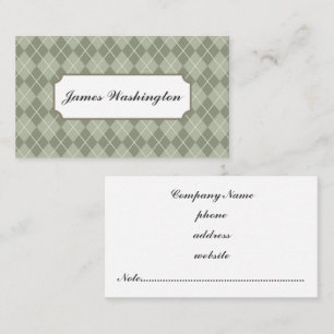 Carte de visite classique verte Argyle