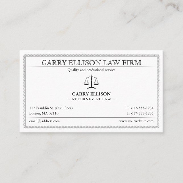 Carte De Visite Classy Attorney at Law | Lawyer (Devant)