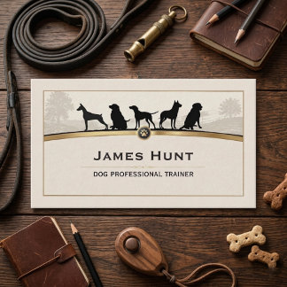 Carte De Visite Classy Black Gold Dog Trainer Puppy Business Card