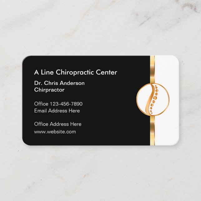 Carte De Visite Classy Chiropractor Office Spine Center (Devant)