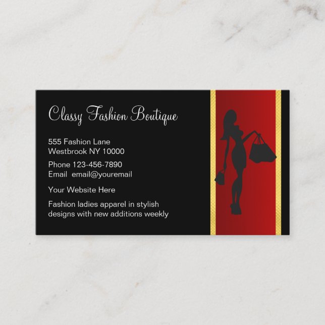 Carte De Visite Classy Dames Fashion Boutique Professionnelle (Devant)