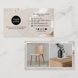 Carte De Visite Classy Modern Gold Foil Logo 2 Photos Médias socia
