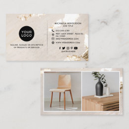 Carte De Visite Classy Modern Gold Foil Logo 2 Photos Médias socia