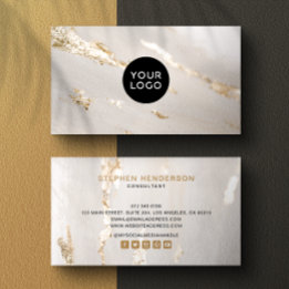 Carte De Visite Classy Modern Gold Foil Logo & médias sociaux
