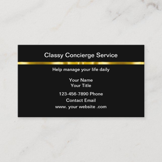 Carte De Visite Classy Personal Concierge Business Cards Design (Devant)