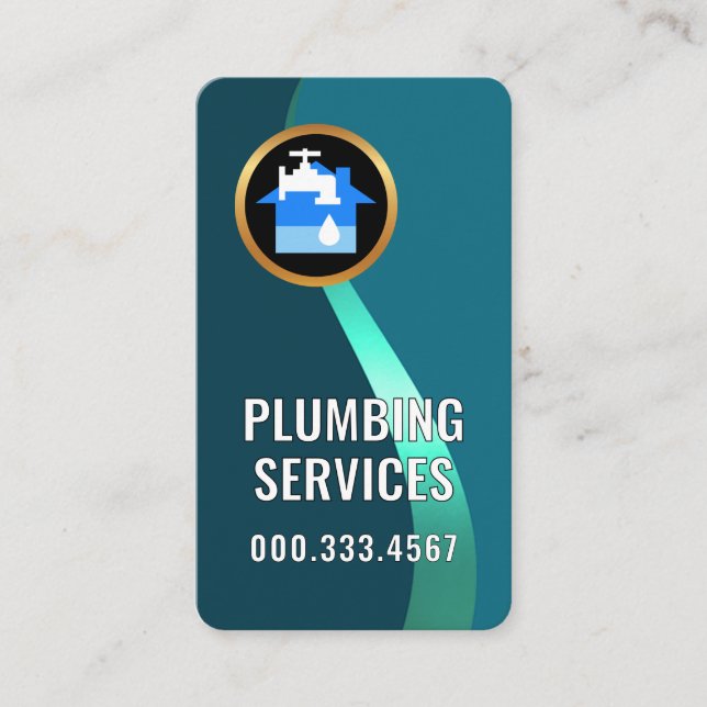 Carte De Visite Classy Trendy Blue Water Curve (Devant)