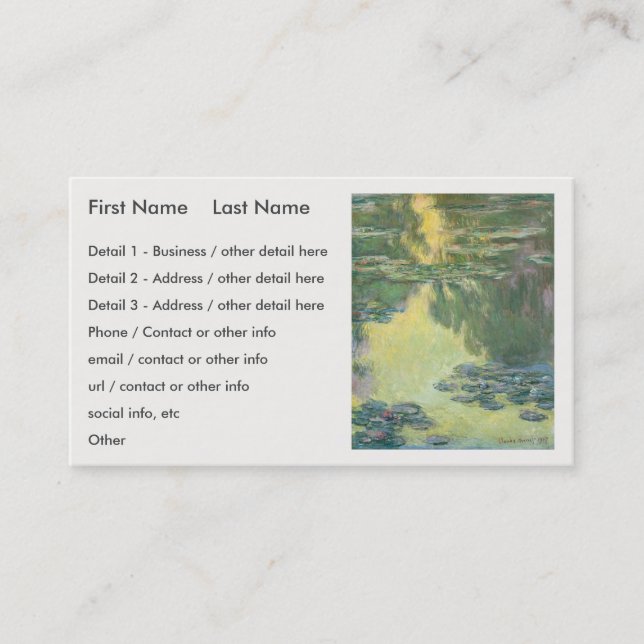 Carte De Visite Claude Monet Classic Painting, Nénuphar (1907) (Devant)