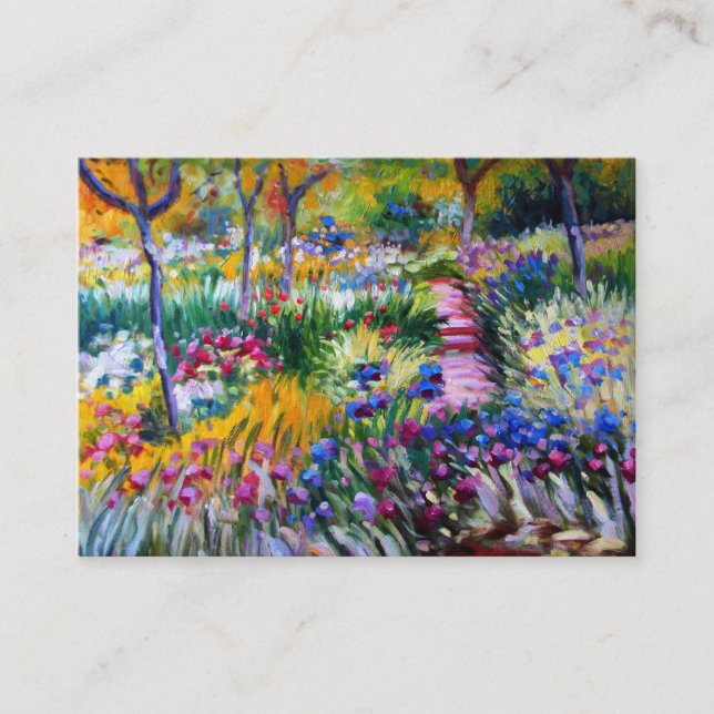 Carte De Visite Claude Monet : Jardin d'iris par Giverny (Devant)