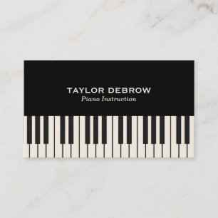 Carte De Visite Clavier de piano noir et blanc moderne sophistiqué