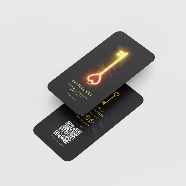 Carte De Visite Clé d'amour brillante de l'agent immobilier (Créateur téléchargé)