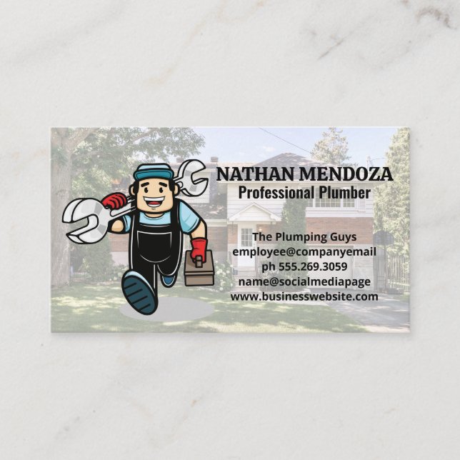Carte De Visite Clé de retenue de plomberie | Entrepreneur résiden (Devant)
