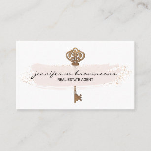 Carte De Visite Clé d'or rose brut rétro