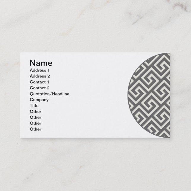 Carte De Visite Clé grecque classique Carré Motif Swirl (Devant)