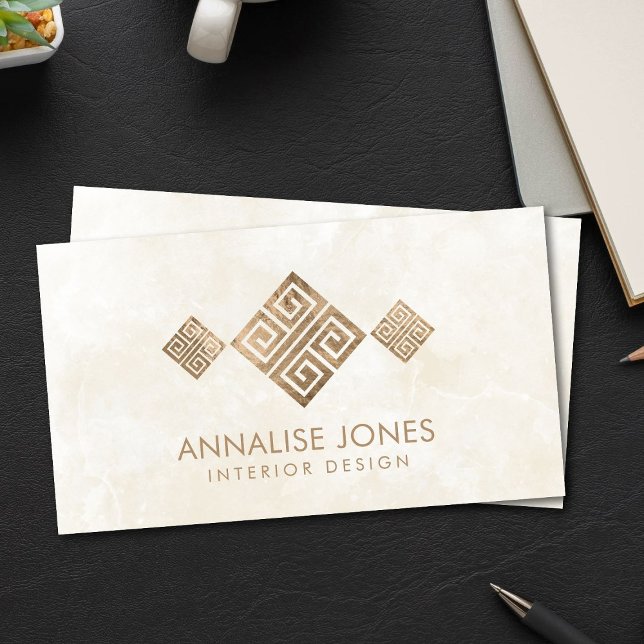 Carte De Visite Clé grecque de luxe - méandre grecque - Or Vintage (Créateur téléchargé)