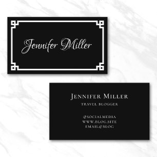 Carte De Visite Clé grecque minimaliste noir et blanc