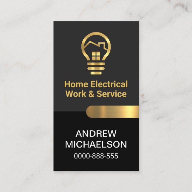 Carte De Visite Clé gris noir Couches or Onglet électrique (Devant)