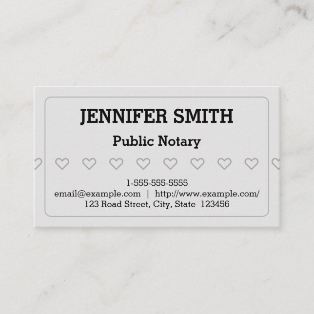 Carte De Visite Clean and Basic Public Notary Business Card (Devant)