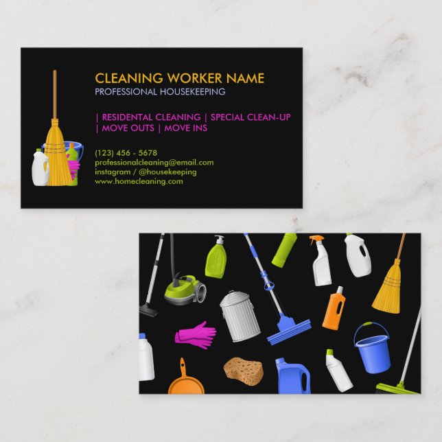 Carte De Visite Cleaning Service Standard modern (Devant / Derrière)