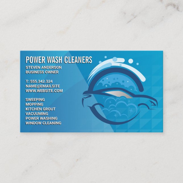 Carte De Visite Cleaning Services | Pressure Wash Car Bubbles (Devant)