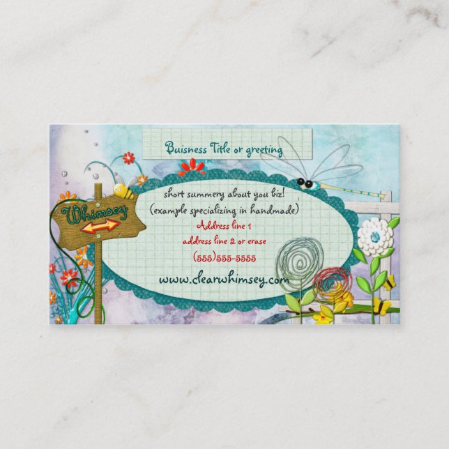 Carte De Visite Clear Blue Whimsey CUSTOM (Devant)