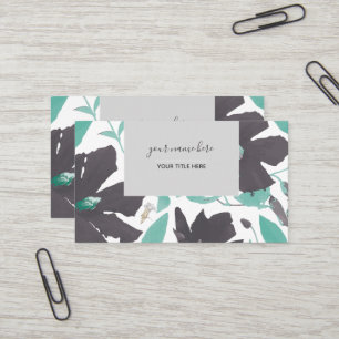 Carte De Visite Clematis Gris Turquoise motif floral