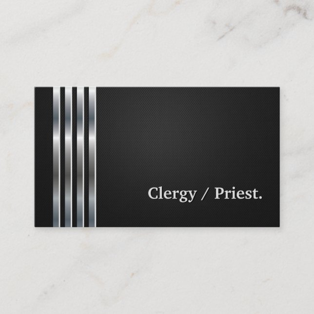 Carte De Visite Clergé / Prêtre professionnel Noir Argent (Devant)