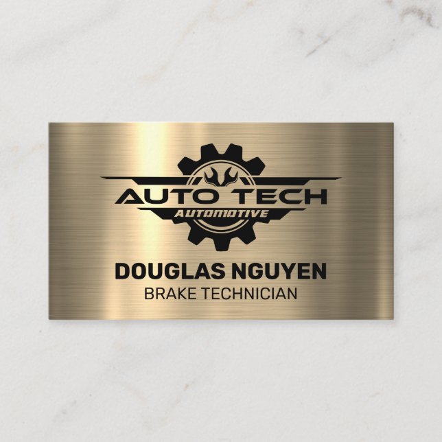 Carte De Visite Clés Auto Tech | Or métallique (Devant)