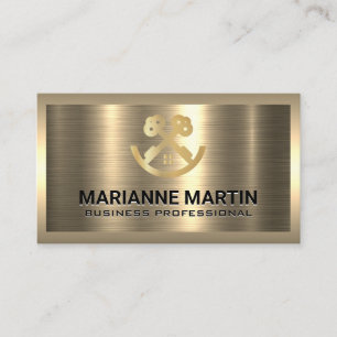 Carte De Visite Clés d'or Logo immobilier Metallique