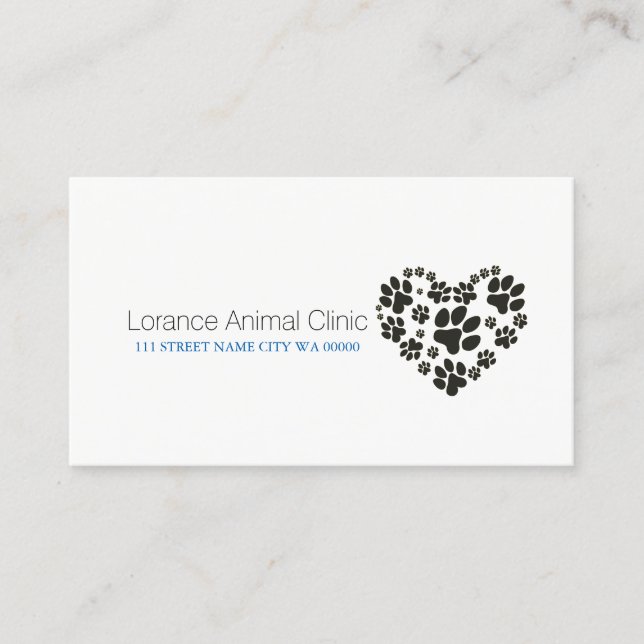 Carte De Visite Clinique Animale Animale Animale Abri Vétérinaire (Devant)
