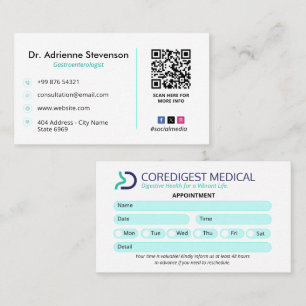 Carte De Visite Clinique de gastroentérologie Affaires Nominatio