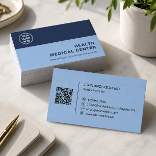 Carte De Visite Clinique de soins médicaux Médecin Bleu Profession