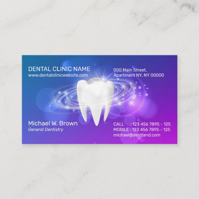 Carte De Visite Clinique dentaire Dentiste Nomination 3d dents (Devant)