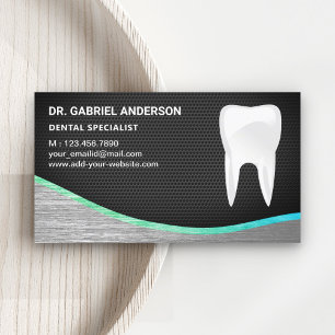 Carte De Visite Clinique dentaire en acier à maille noire Dentiste