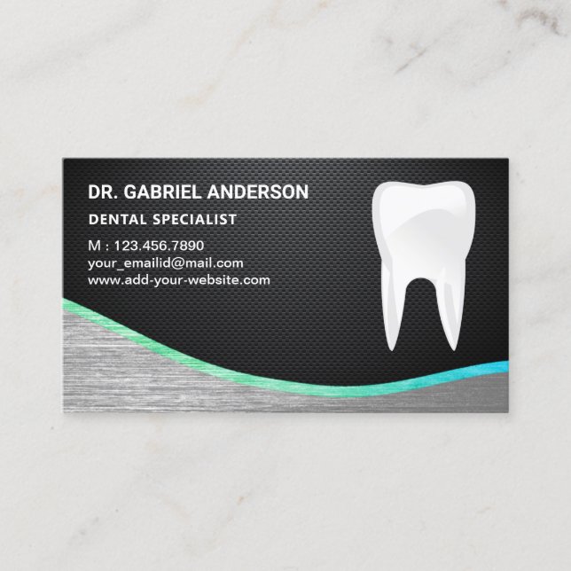 Carte De Visite Clinique dentaire en fibre de carbone Dentiste den (Devant)