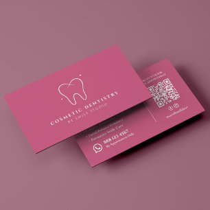 Carte De Visite Clinique dentaire rose de dentisterie cosmétique é