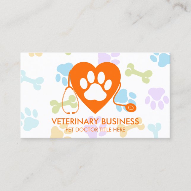 Carte De Visite Clinique vétérinaire Paw Pet Pet Pet Doctor (Devant)