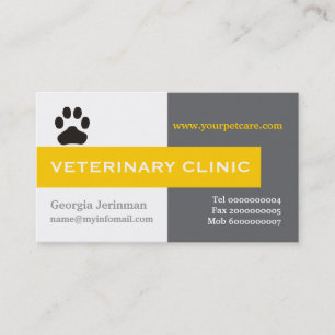 Carte De Visite Clinique vétérinaire/vétérinaire, jaune-patte atti