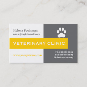 Carte De Visite Clinique vétérinaire/vétérinaire, jaune-patte atti