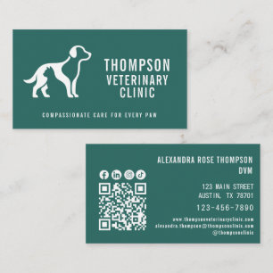 Carte De Visite Clinique vétérinaire Véto Animal Qr Code Icône soc