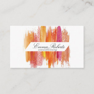 Carte De Visite Clipart orange rose vintage, traits de brosse