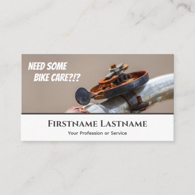 Carte De Visite Clochette de vélo rouillé pour les ateliers de rép (Devant)