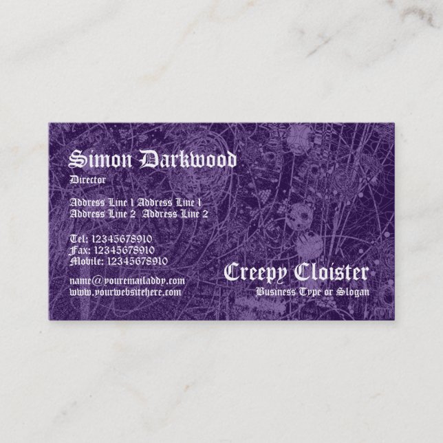 Carte De Visite Cloître déplaisant 02 - Tex Abstact - Violet foncé (Devant)
