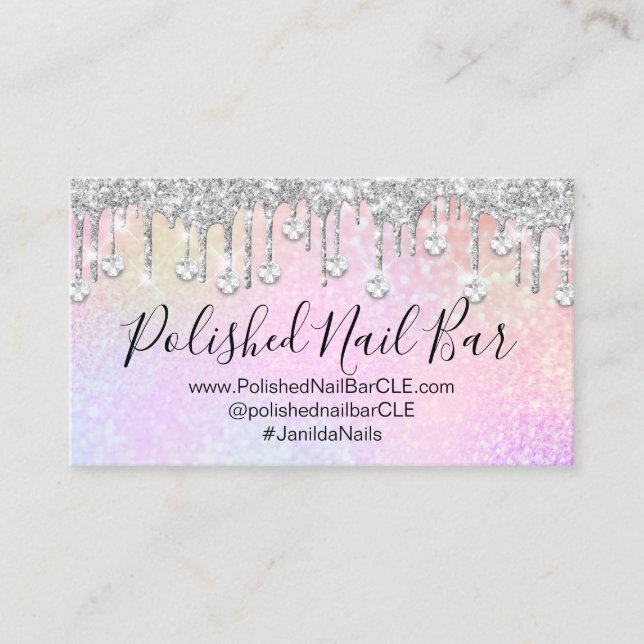 Carte De Visite Clou Artiste Holographe Diamond Silver Drip. Ombre (Devant)