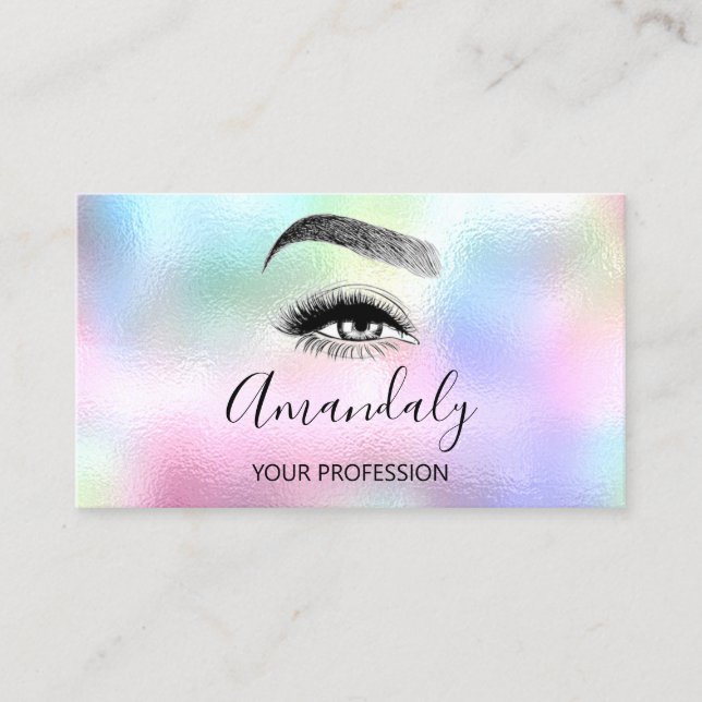 Carte De Visite Clou Artiste Lash Friseur Logo Hologramm rose (Devant)