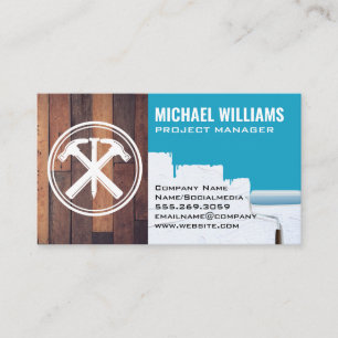 Carte De Visite Clou des marteaux Peinture en bois Entrepreneu