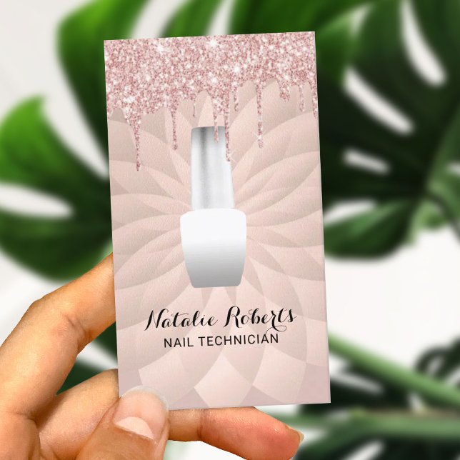 Carte De Visite Clou Salon Rose Gold Drives Géométrique Manicurist (Créateur téléchargé)