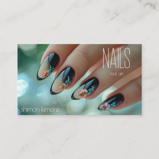 Carte De Visite Clou tendance Floral Art Manicuriste Loyauté (Devant)