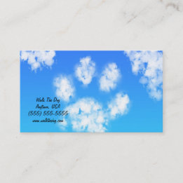 Carte De Visite Cloud Empreinte de patte sur Blue Sky Pet Sitter C