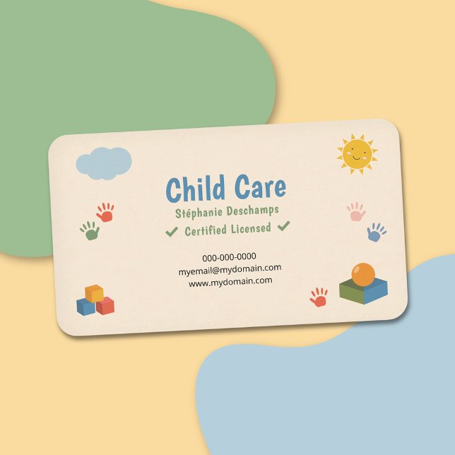 Carte De Visite Cloud & Smiling Sun - Child Care (Cloud & Smiling Sun - Child Care Business Card)